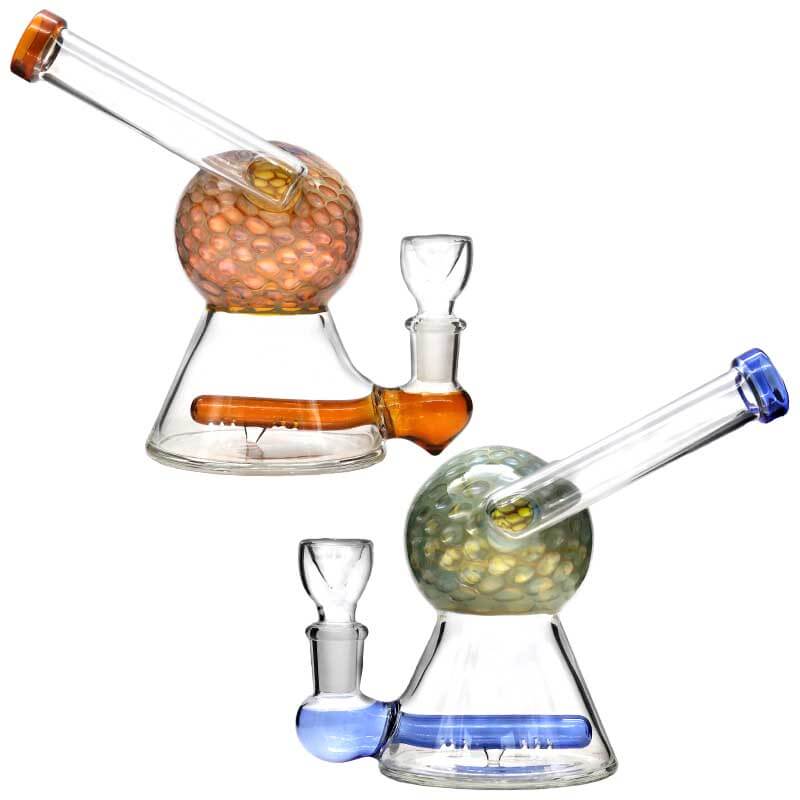 Honeycomb Design Microscopic Crystal Ball Mini Waterpipe (D-1551) | 7 inch | Assorted Colors product image